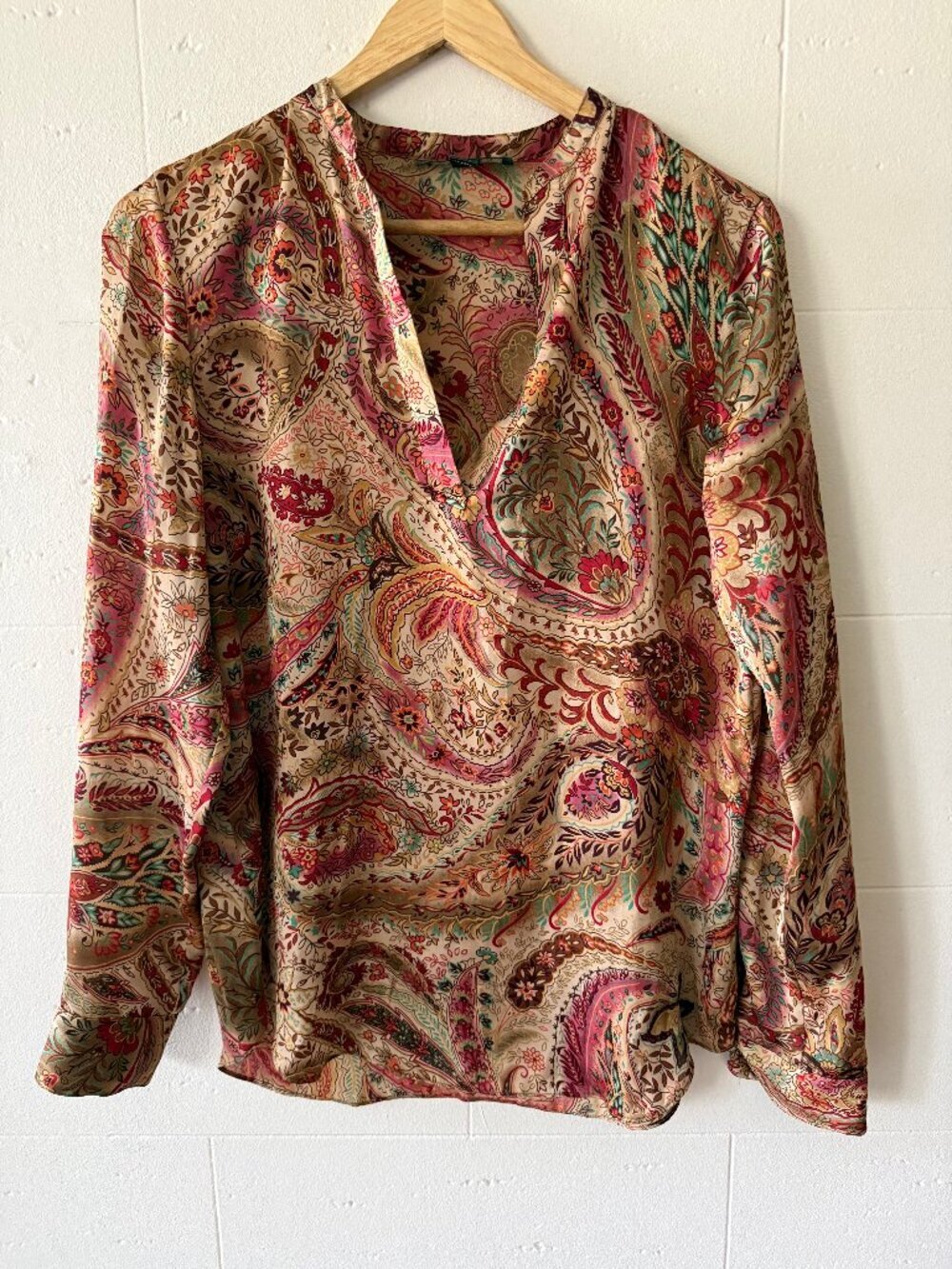 Ralph Lauren | Oversized Paisley Print Silky Boho Tunic Blouse | XS